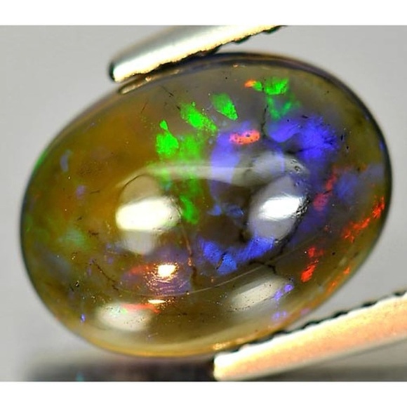 PlayOfColor Rainbow Fire RedBlack Opal 1.54 Ct Oval Cabochon 10.3x7.8 Mm Natural - Picture 2 of 3
